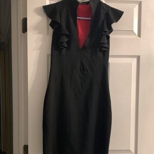 Black Halo Black Dress with Ruffle Sleeves